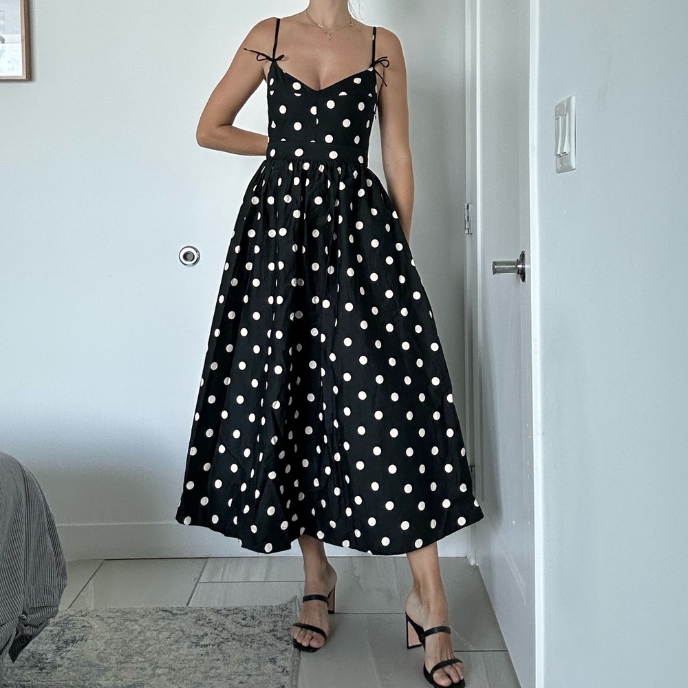 En Saison polka dot black and cream maxi dress